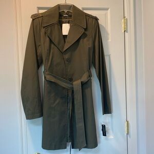 Dkny Green Trench Coat Classic Style